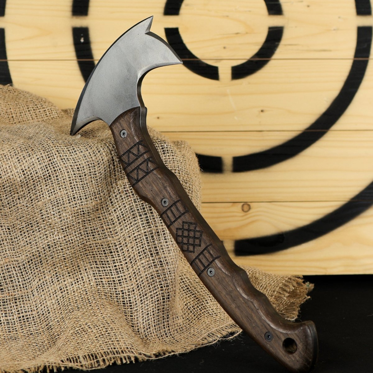 Handcrafted tomahawk "Takoda" with tribal engraving