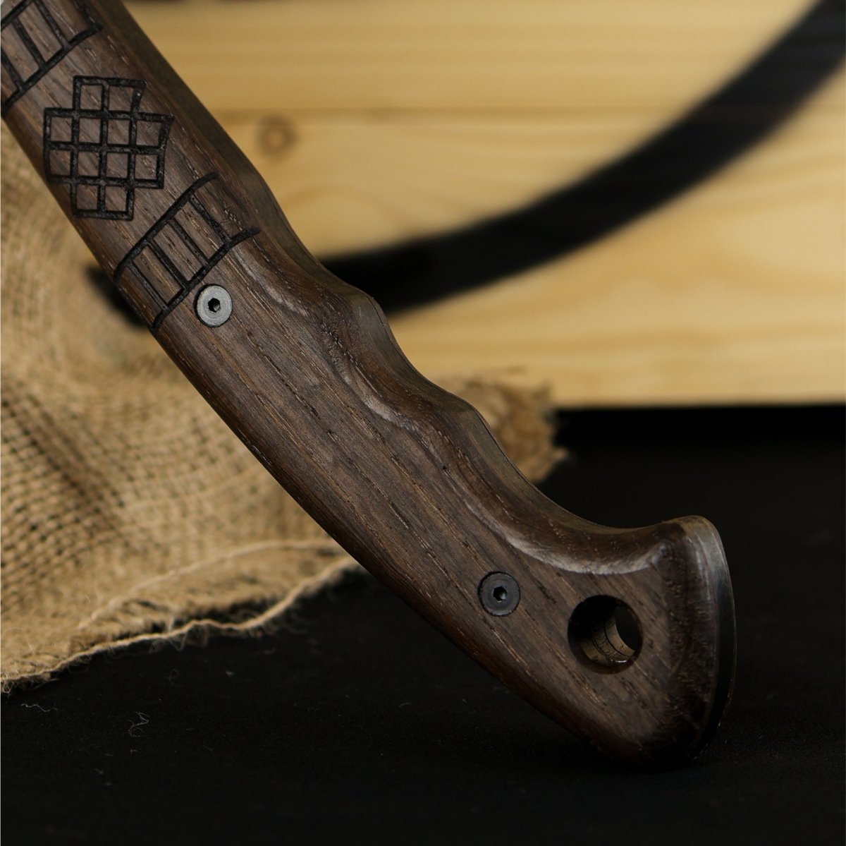 Handcrafted tomahawk "Takoda" with tribal engraving