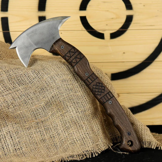 Handcrafted tomahawk "Takoda" with tribal engraving