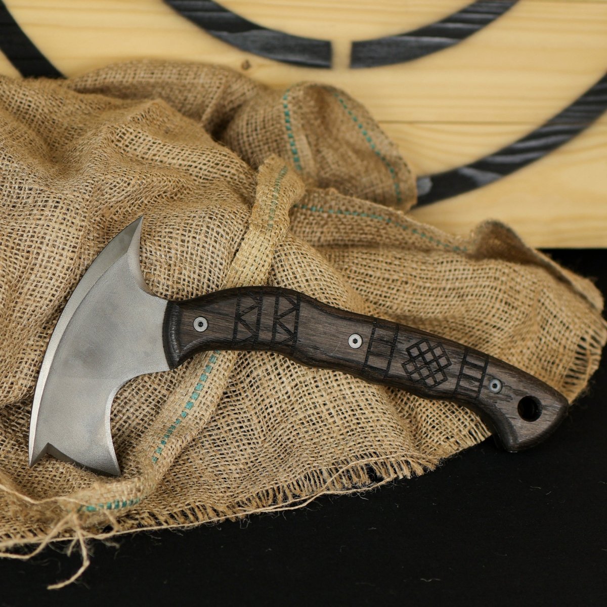 Handmade tomahawk "Dakuri" with tribal engraving