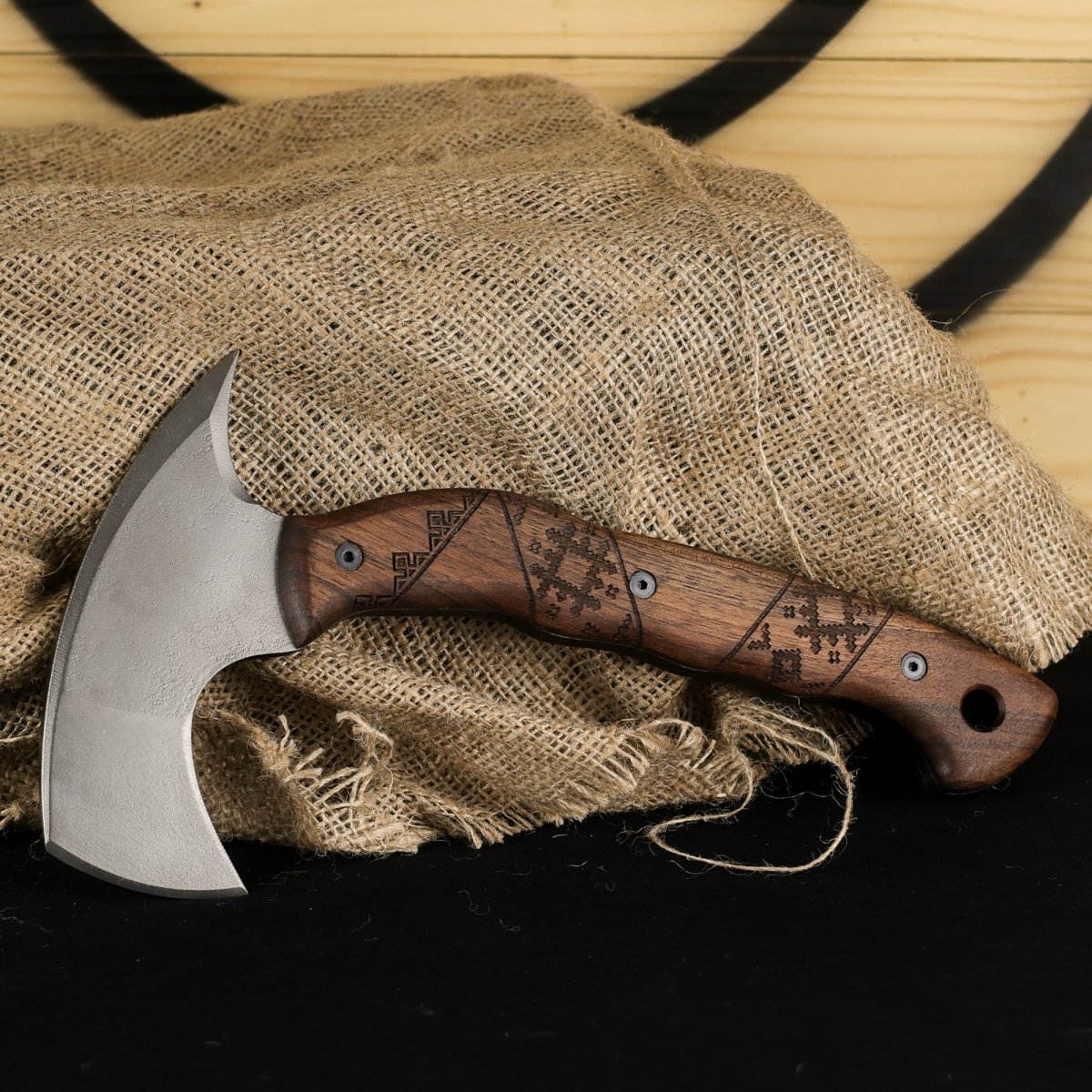 Handmade tomahawk "Simargl" with Slavic engraving