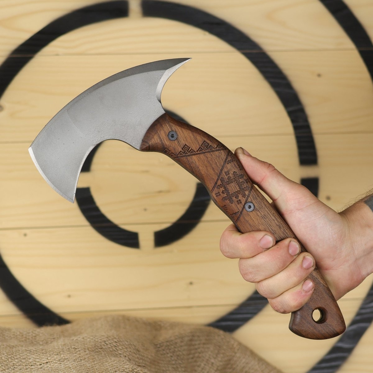 Handmade tomahawk "Simargl" with Slavic engraving