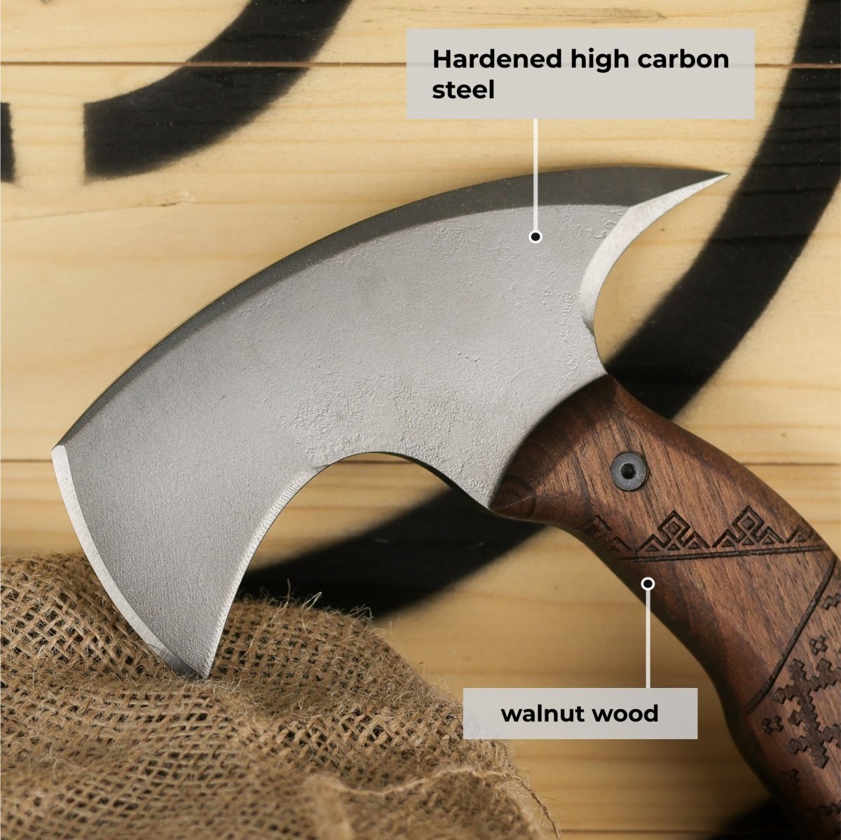 Handmade tomahawk "Simargl" with Slavic engraving