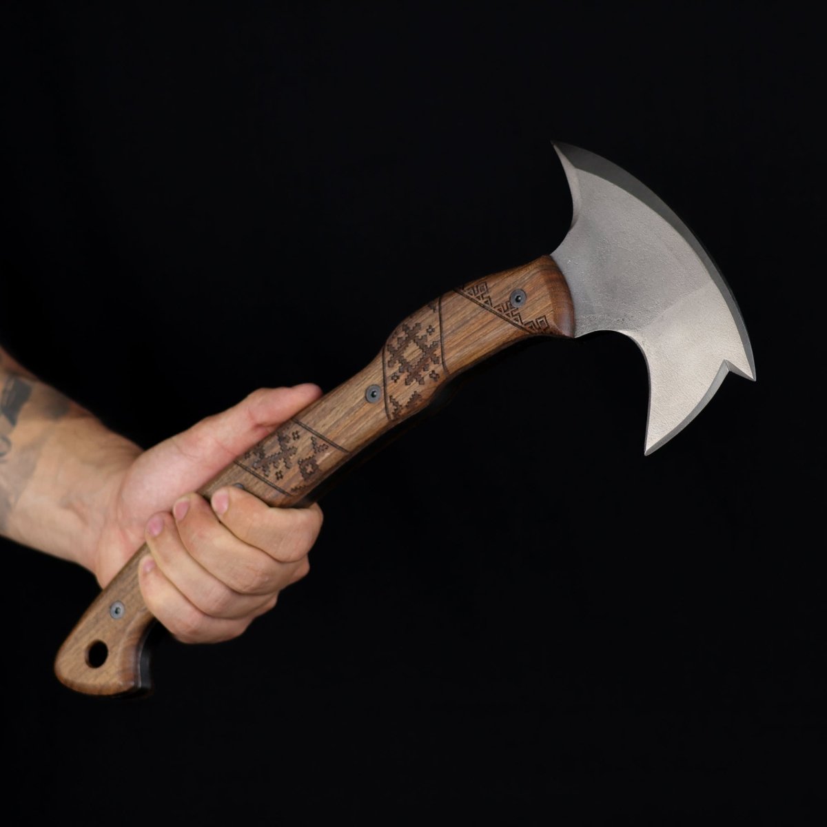 Handmade tomahawks with Slavic engraving