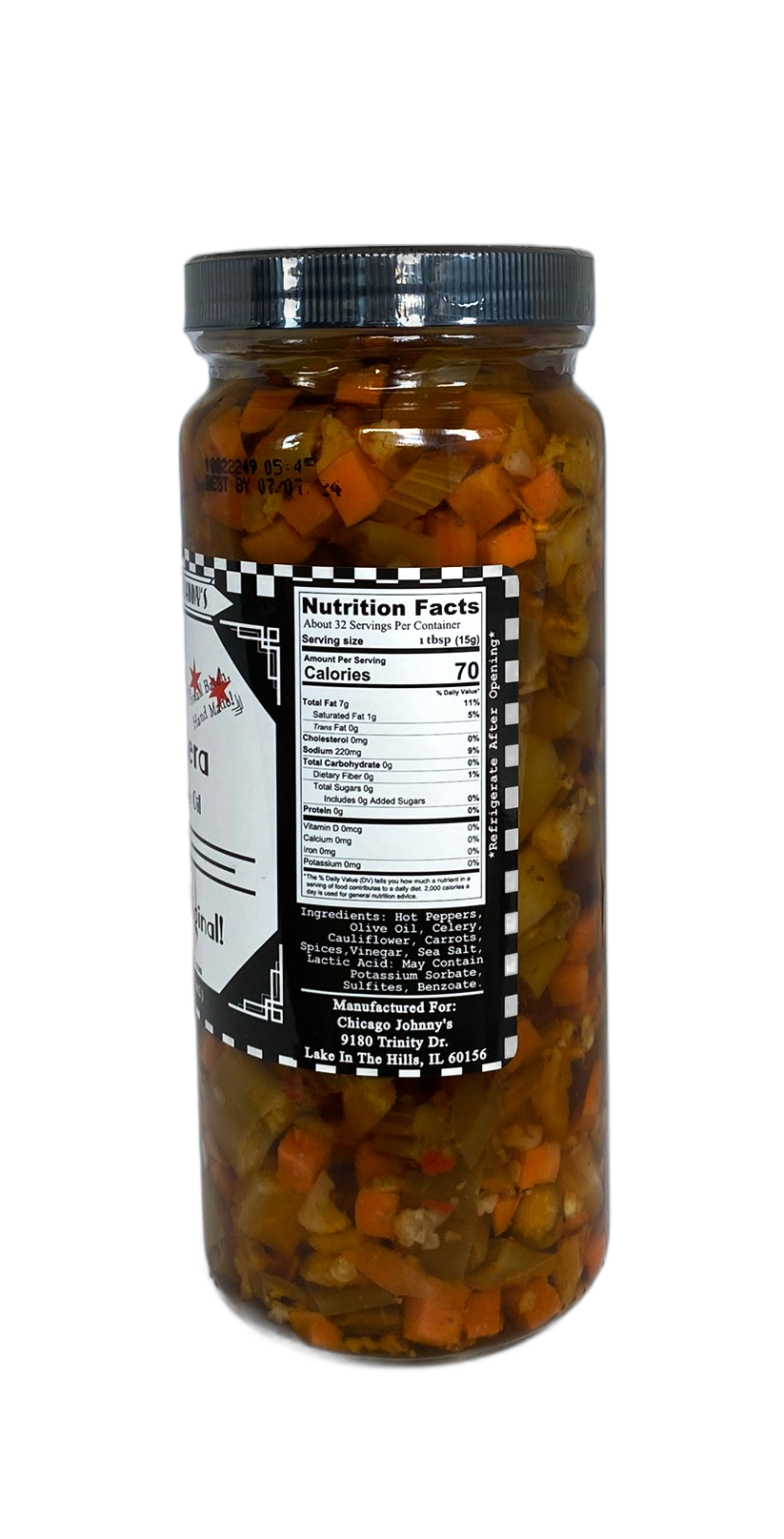 Chicago Johnnys Hot Giardiniera With Olive Oil | Chicagos Best Giardiniera