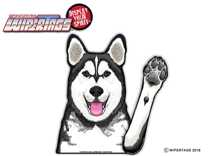 Timber the Husky Waving Dog WiperTags