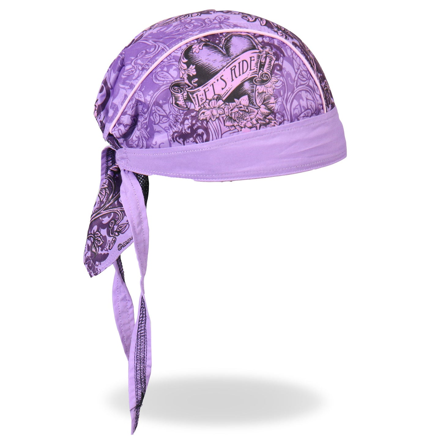 Hot Leathers Heart Let's Ride Purple Lightweight Headwrap HWH1060