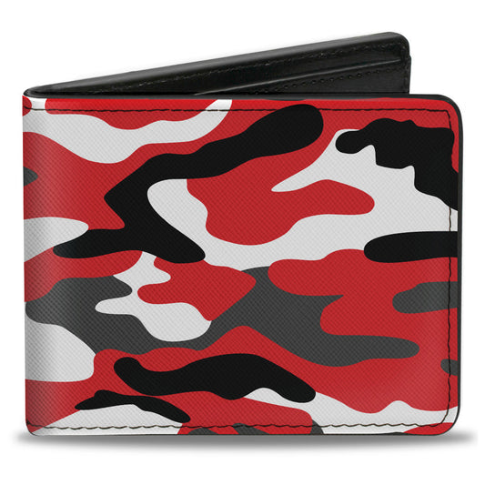 Bi-Fold Wallet - Camo Red Black Gray White