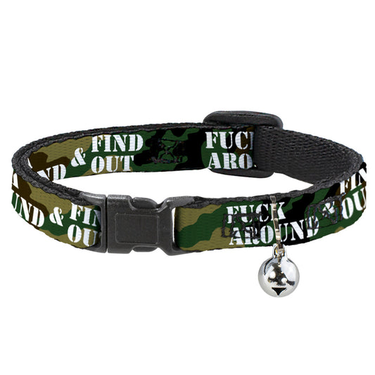 Cat Collar Breakaway - FAFO FUCK AROUND & FIND OUT Stencil Camo White