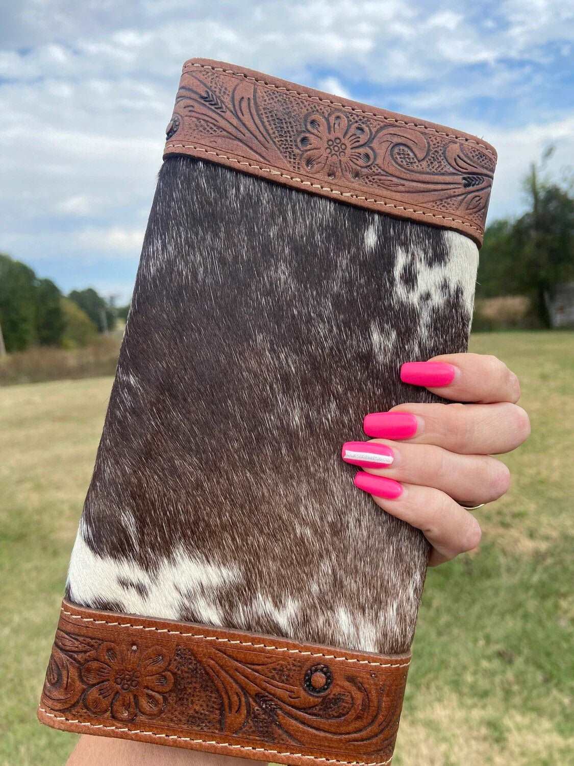 Cowgirl Cowhide and Tooled Leather Wallet