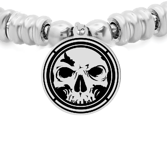 Women's Stainless Steel Adjustable Circle Skull Charm Bracelet