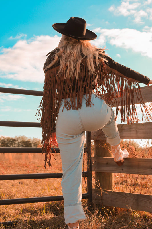 Leather Fringe Crop Jacket