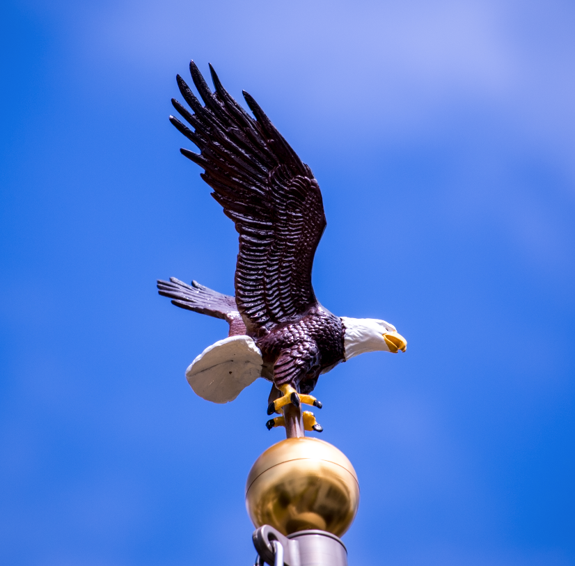 Hand Painted 12" Natural Eagle Flagpole Topper