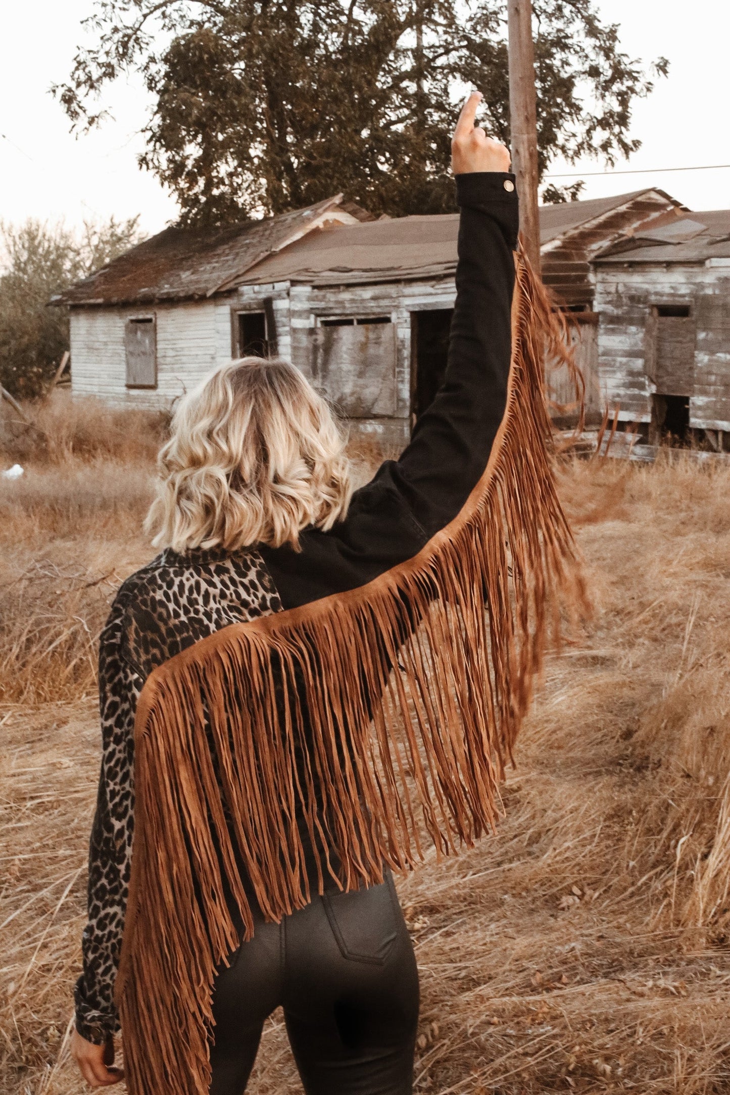 Leather Fringe Crop Jacket