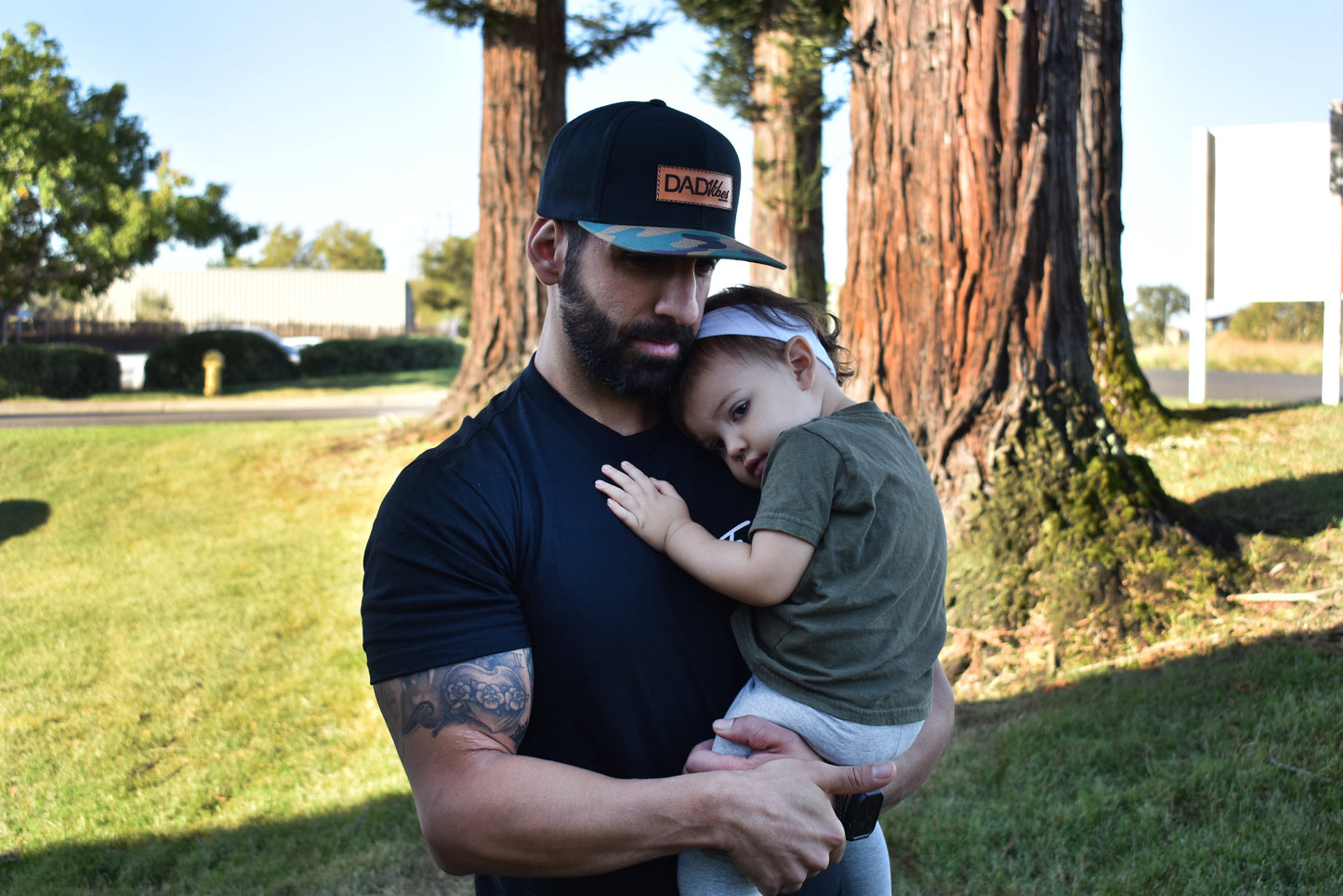 DadVibes Patch Hat (Black/Camo Bill)