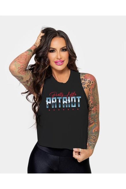 Pretty Little Patriot Cropped Tank (Black)