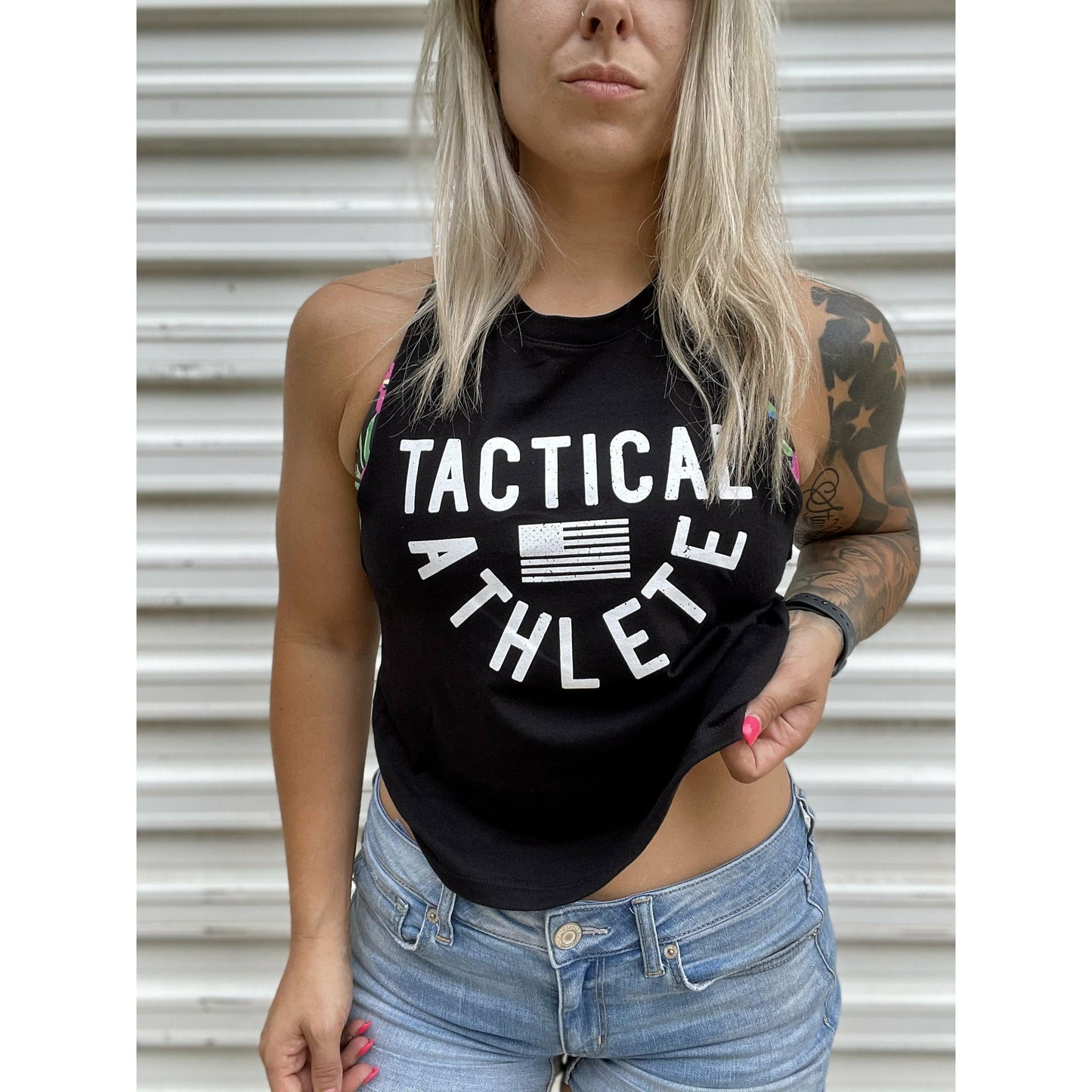 Tactical Athlete Arched Logo Crop Top