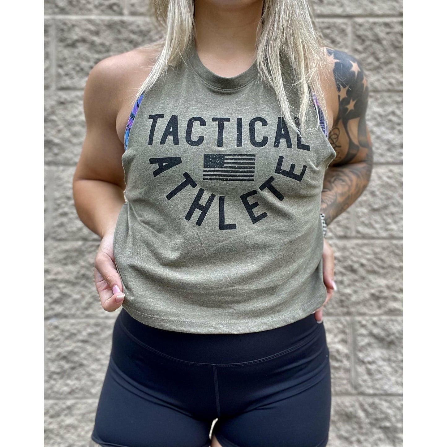 Tactical Athlete Arched Logo Crop Top