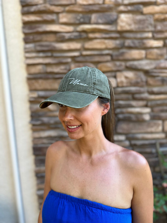 Olive Green/Camo Pony Tail Mama Hat