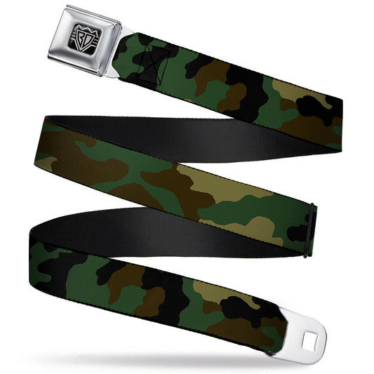 BD Wings Logo CLOSE-UP Full Color Black Silver Seatbelt Belt - Camo Olive Webbing