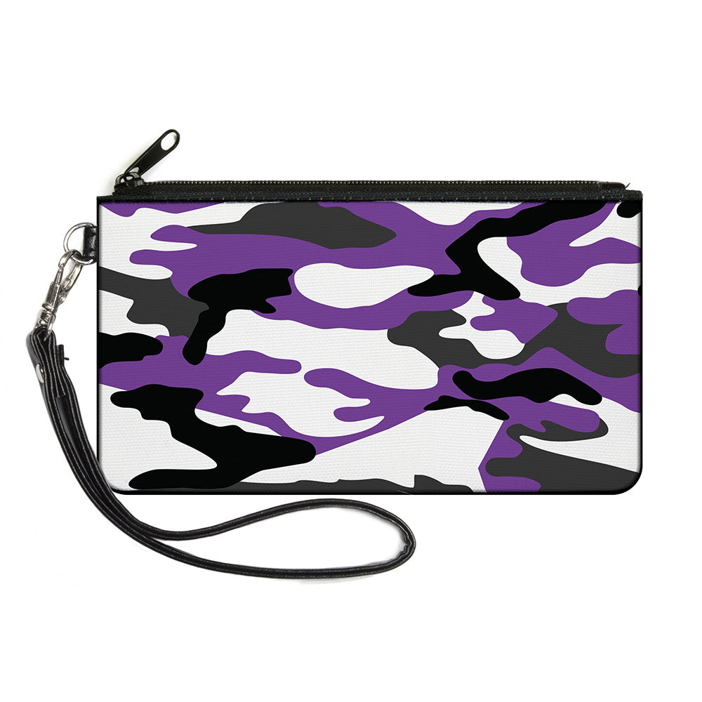 Canvas Zipper Wallet - LARGE - Camo Purple Black Gray White