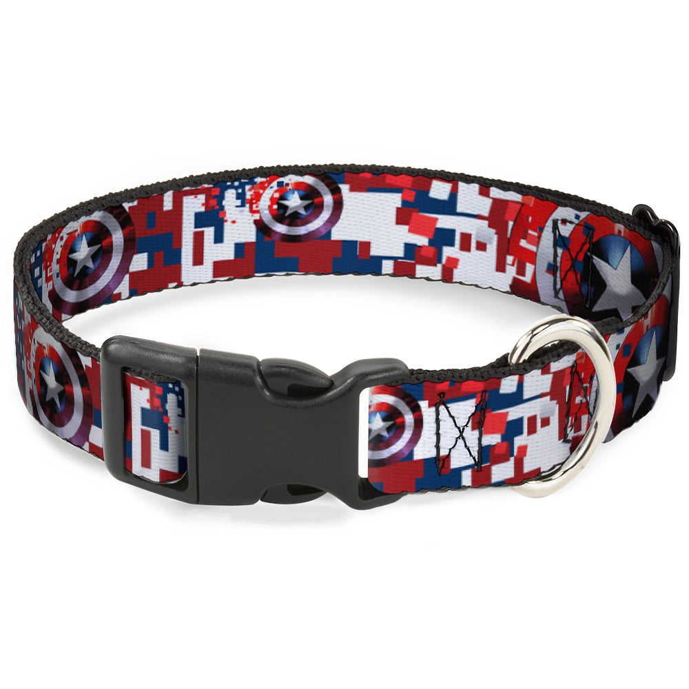 Plastic Clip Collar - Captain America Shield Digital Camo Blue/White/Red