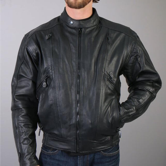 Hot Leathers Men's Vented Motorcycle Leather Jacket