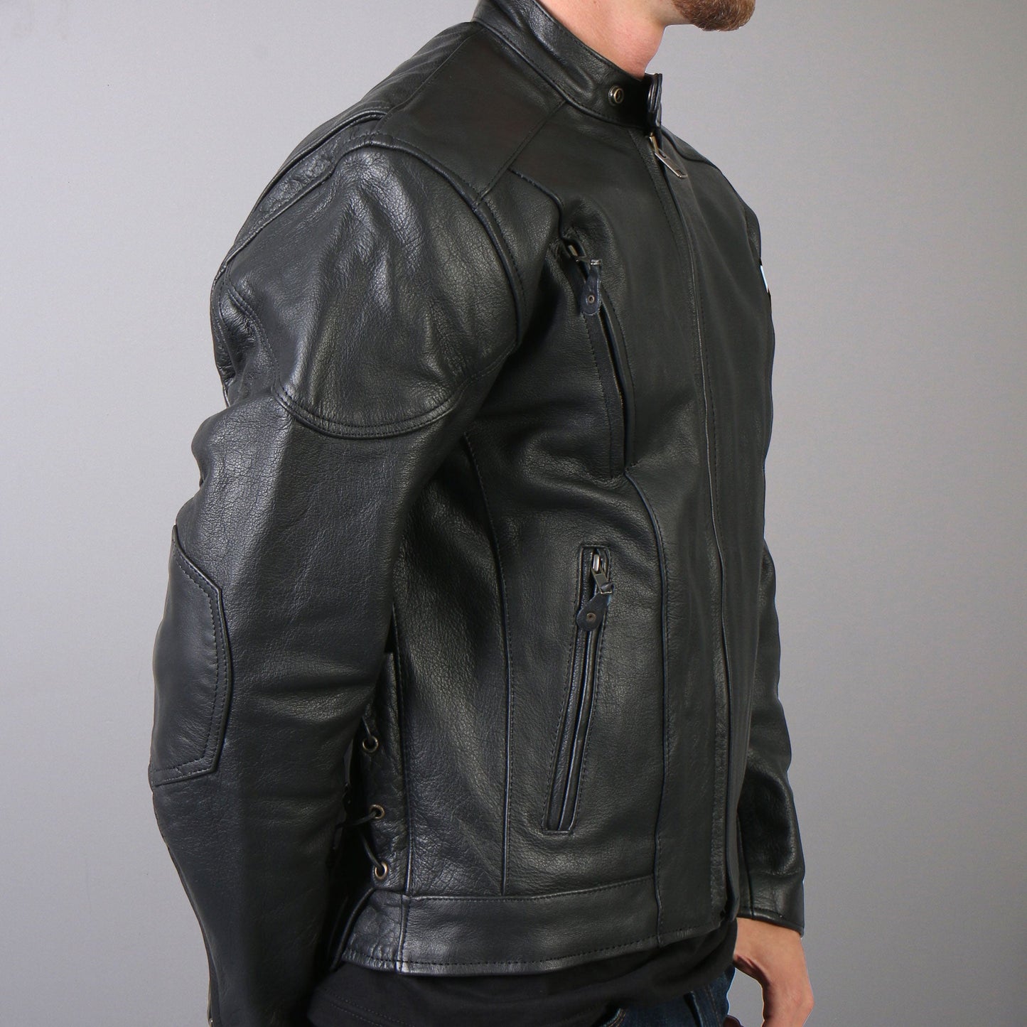 Hot Leathers JKM1010 Men's Motorcycle Vented Leather Biker Jacket