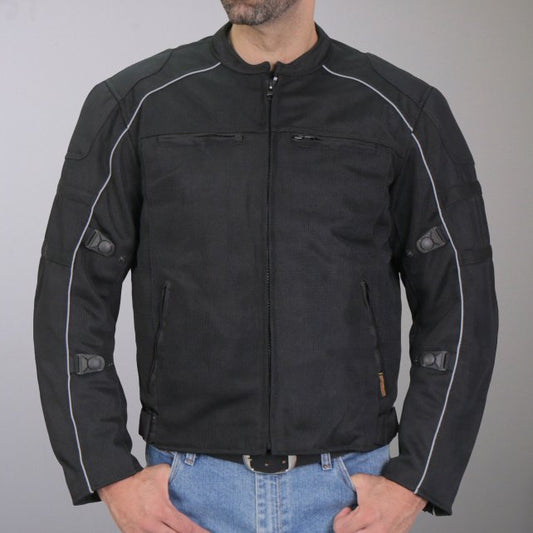 Hot Leathers JKM1024 Men’s Black All Weather Armored Biker Nylon Motorcycle Jacket with Concealed Carry Pocket