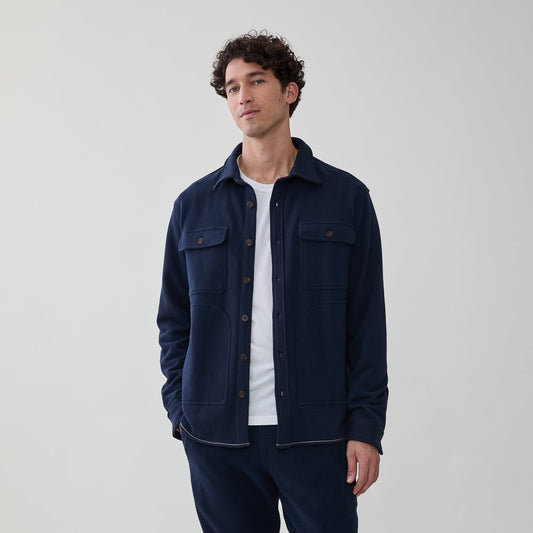 Jon Suede Terry Overshirt – Navy