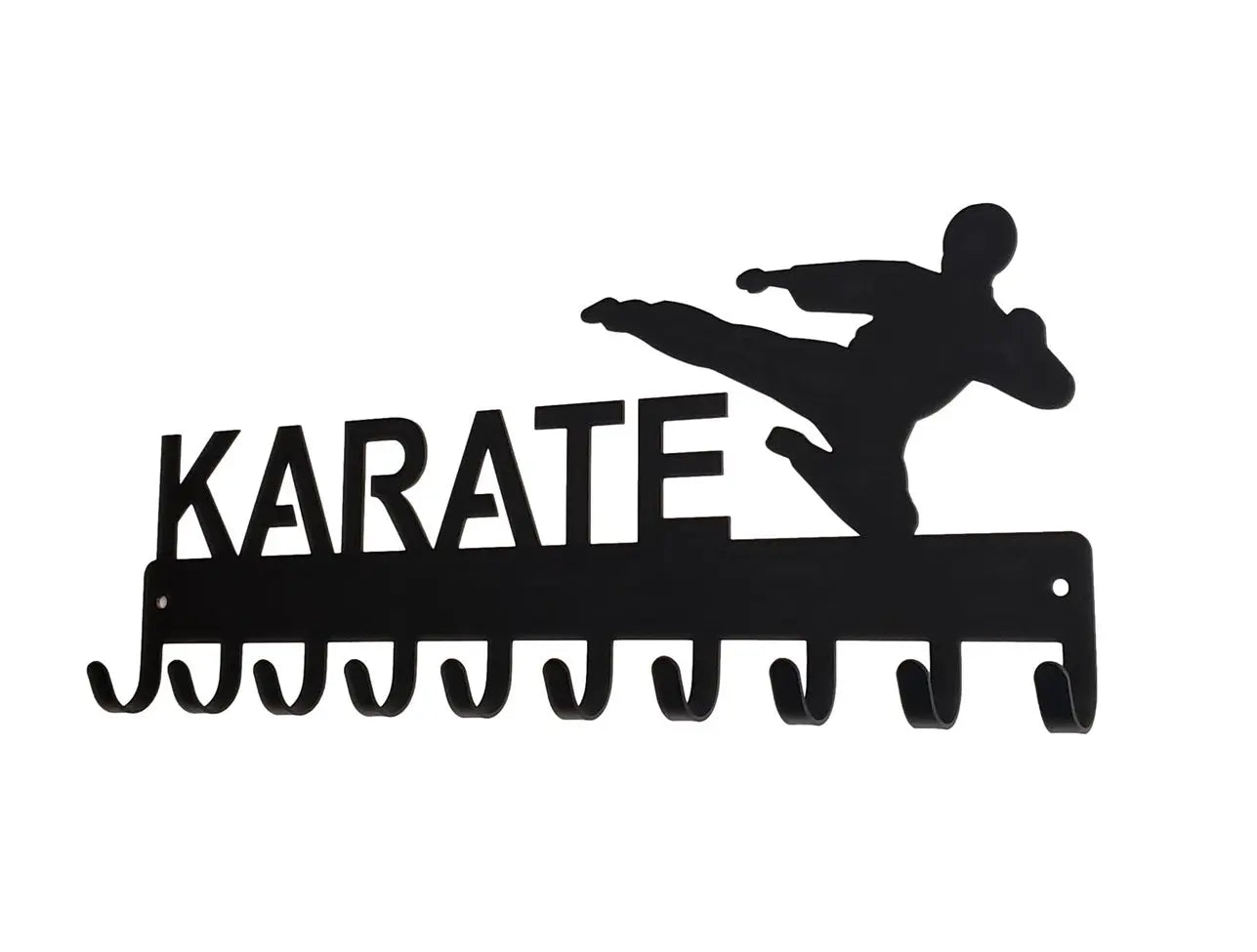 Karate Flying Side Kick Medal Rack Display