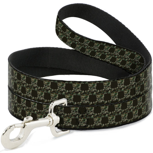 Dog Leash - Top Skulls Black/Camo Olive