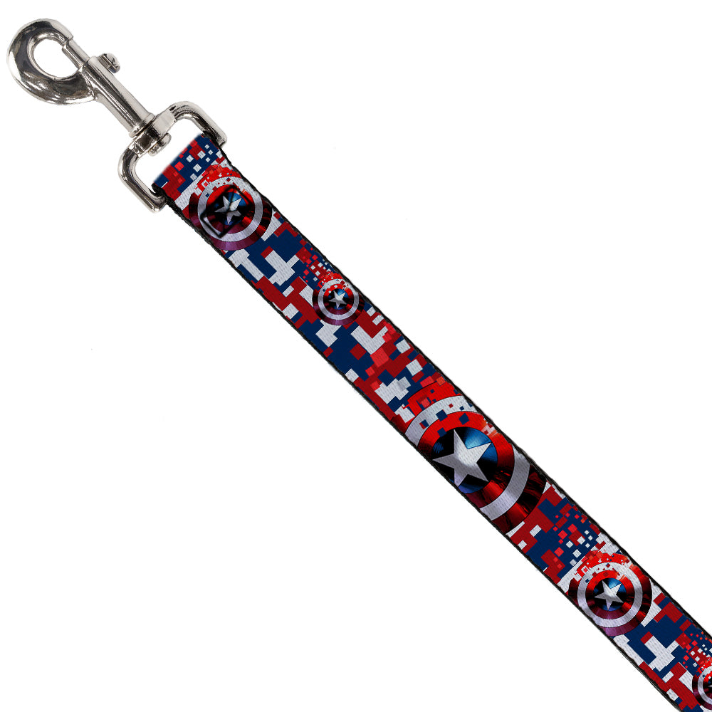 Dog Leash - Captain America Shield Digital Camo Blue/White/Red