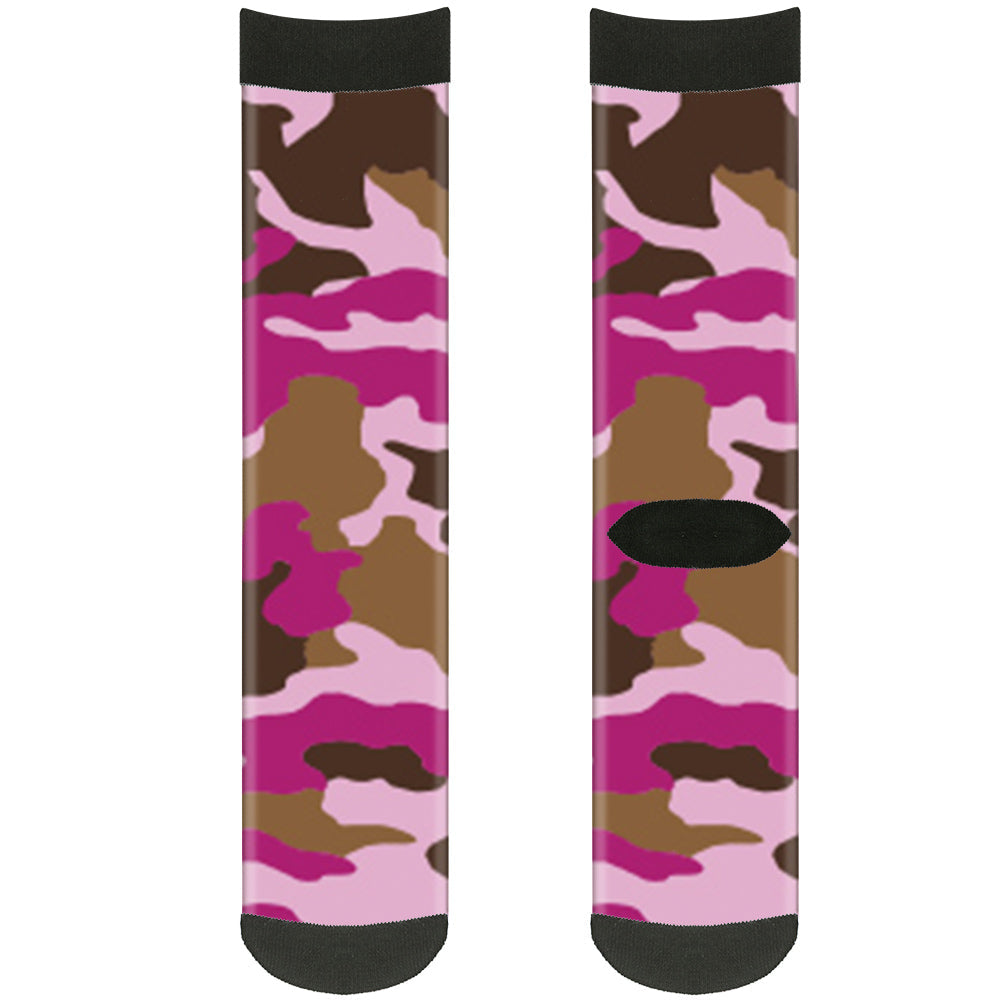 Sock Pair - Polyester - Camo Pink - CREW