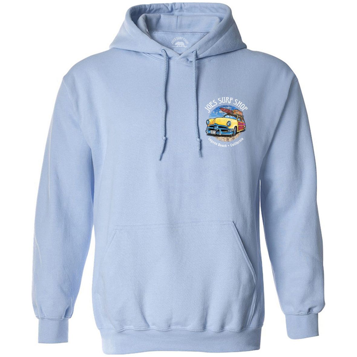 Joe's Surf Shop Yellow Woody with Surfboards Pullover Surf Hoodie