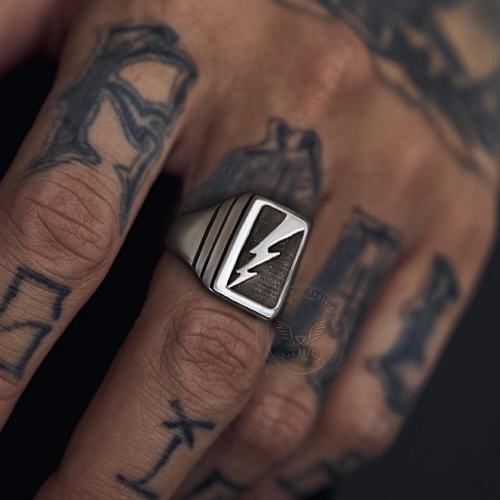 Lightning Bolt Stainless Steel Ring