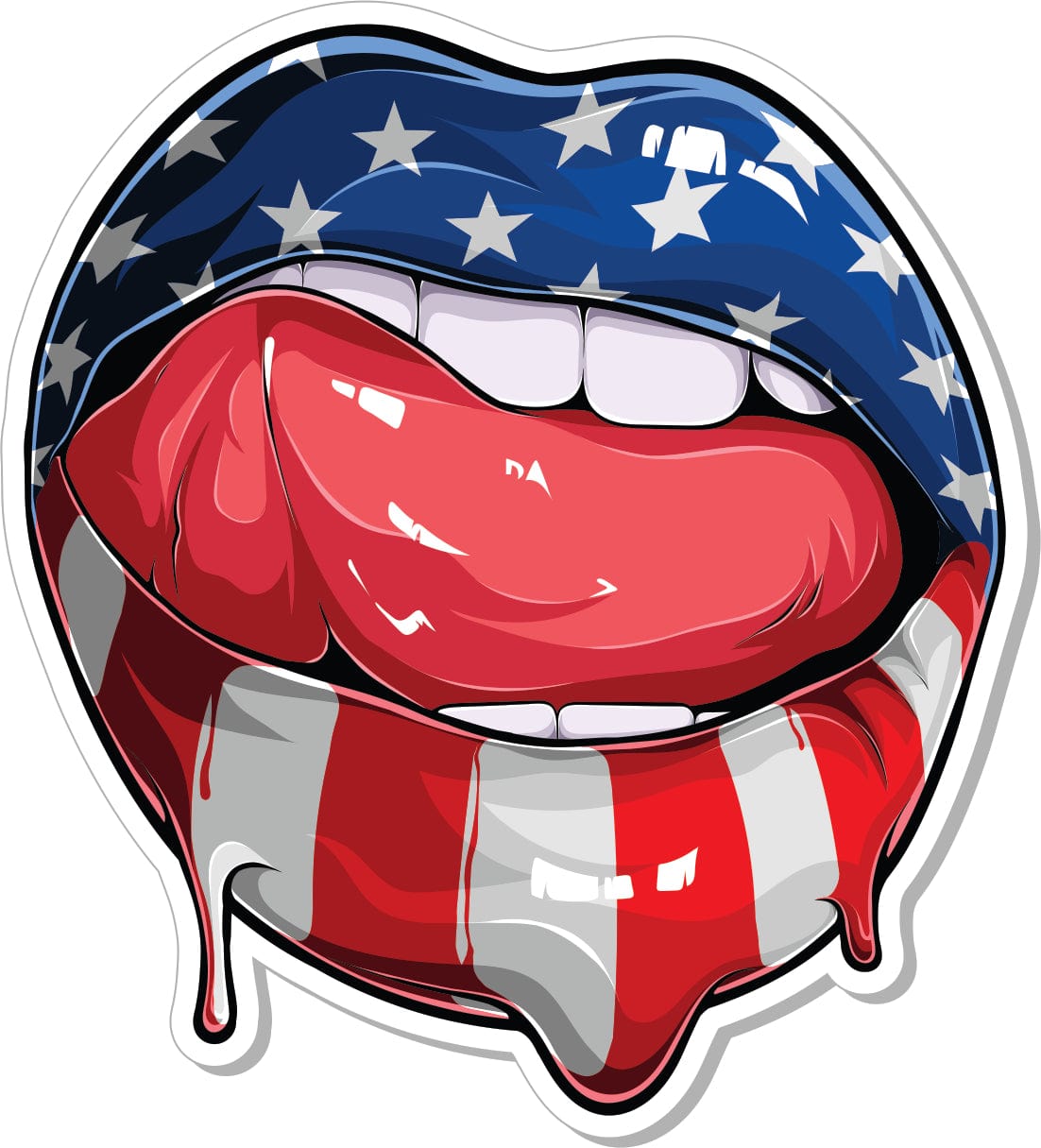 American Flag Lips - 3" Sticker