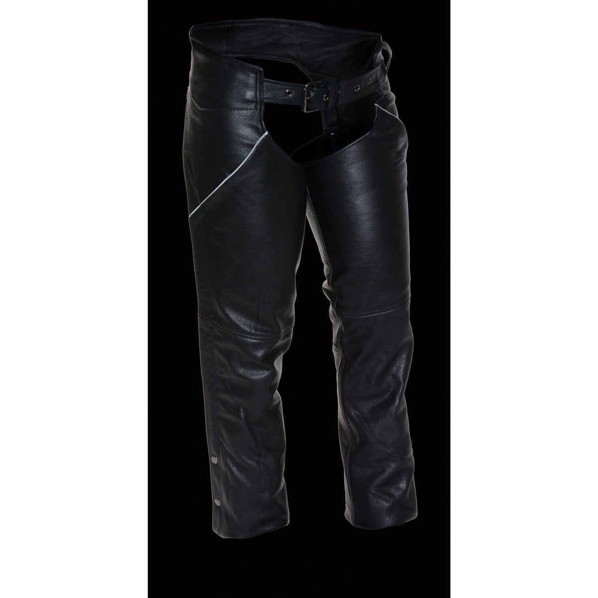 Milwaukee Leather LKL6700 Women's Classic Black Leather Chaps with Hip Pocket