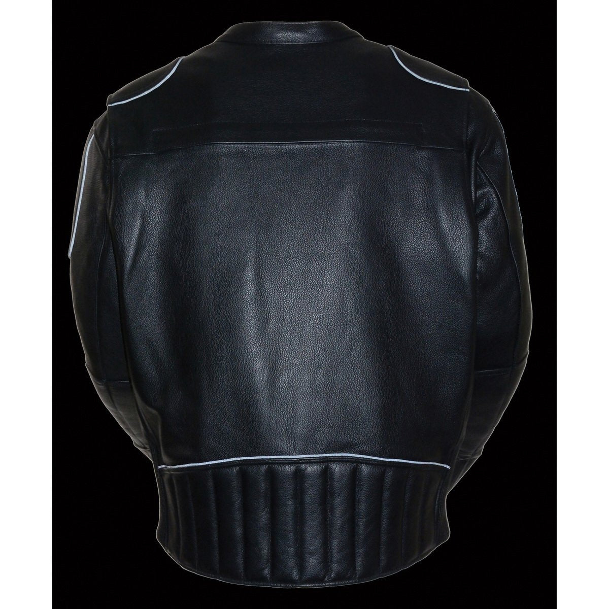 Milwaukee Leather LKM1705 Men's Black Side Stretch Vented Black Leather Scooter Jacket