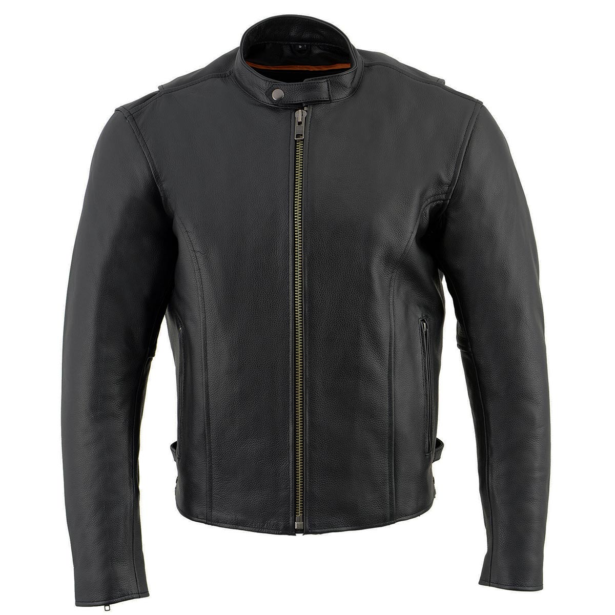 Milwaukee Leather LKM1710 Men's Black Classic Scooter Style Leather Motorcycle Jacket w/ Removable Thermal Liner