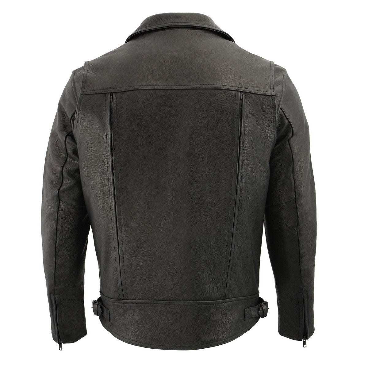 Milwaukee Leather LKM1720T Men's Tall Sizes Black Premium Leather Motorcycle Vented Leather Jacket w/ Utility Pockets