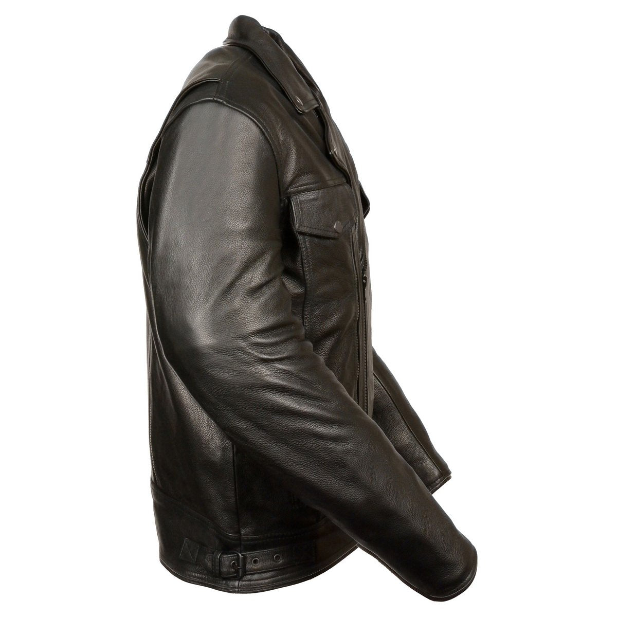 Milwaukee Leather LKM1760 Men's Black Leather Motorcycle Riders Jacket w/ Multi-Utility Pockets