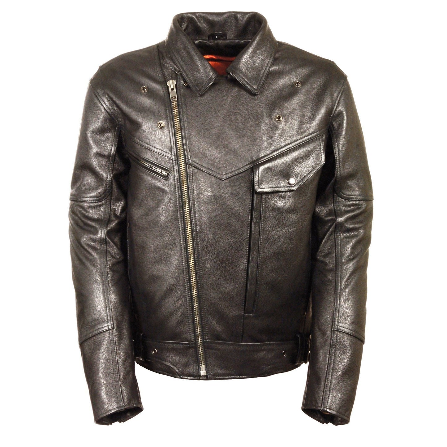 Milwaukee Leather LKM1770 Men's Black Premium Thick Leather Motorcycle Jacket Brando Style Biker Jacket