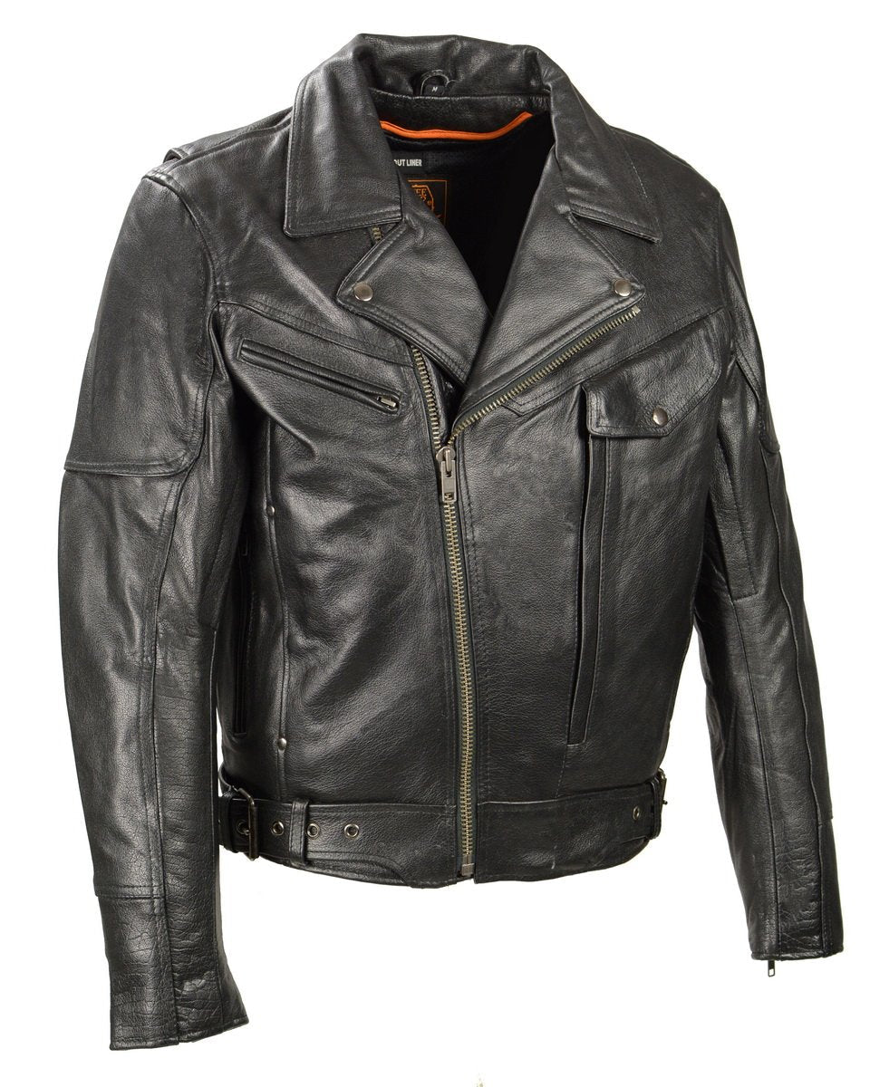 Milwaukee Leather LKM1770 Men's Black Premium Thick Leather Motorcycle Jacket Brando Style Biker Jacket