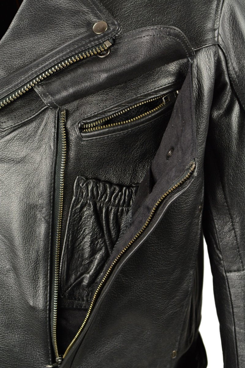 Milwaukee Leather LKM1770 Men's Black Premium Thick Leather Motorcycle Jacket Brando Style Biker Jacket