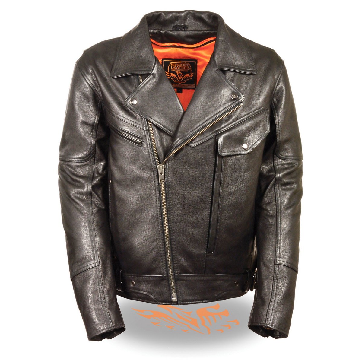 Milwaukee Leather LKM1770 Men's Black Premium Thick Leather Motorcycle Jacket Brando Style Biker Jacket