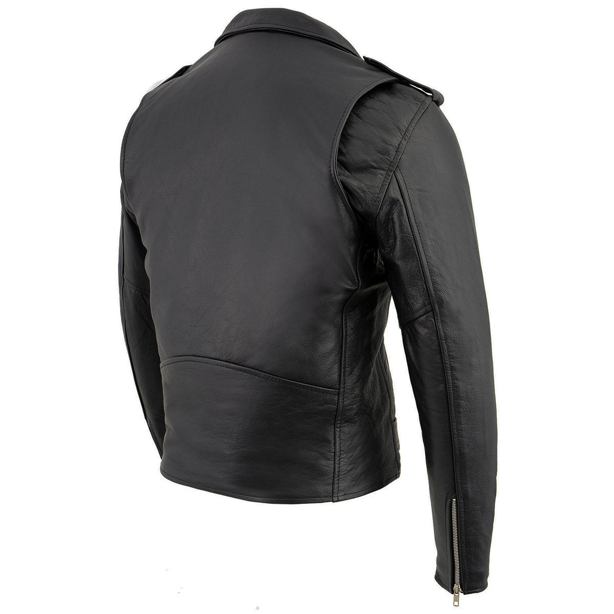 Milwaukee Leather LKM1781 Men's The Legend Classic Police Style Black Leather Motorcycle Jacket w/ Quilted Liner