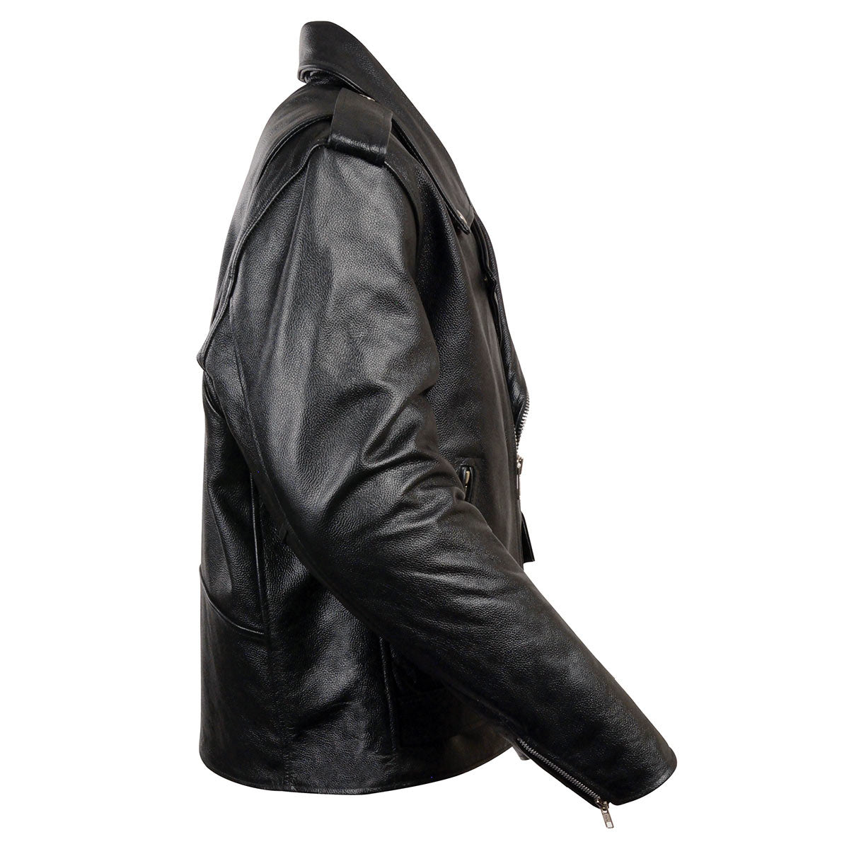 Milwaukee Leather LKM1781 Men's The Legend Classic Police Style Black Leather Motorcycle Jacket w/ Quilted Liner