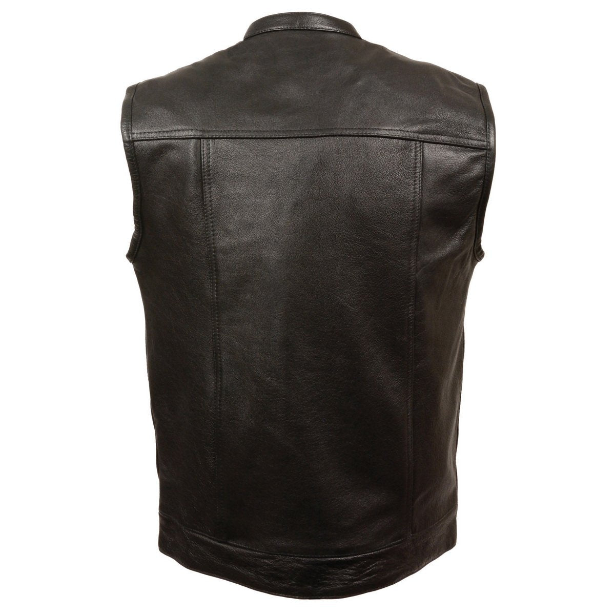 Milwaukee Leather LKM3720 Men's Black Leather Club Style Motorcycle Rider Vest with Concealed Snap Button Closure