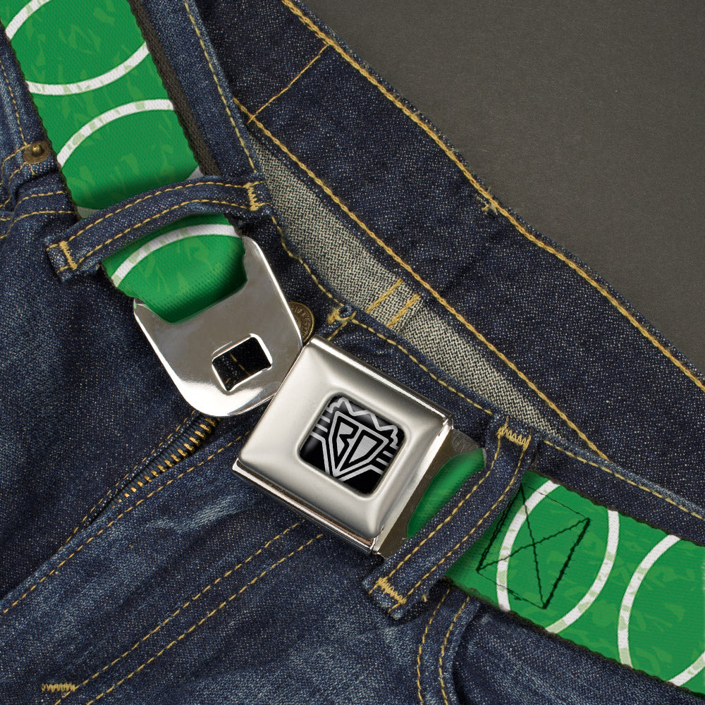BD Wings Logo CLOSE-UP Full Color Black Silver Seatbelt Belt - Rings Camo Neon Green/White Webbing